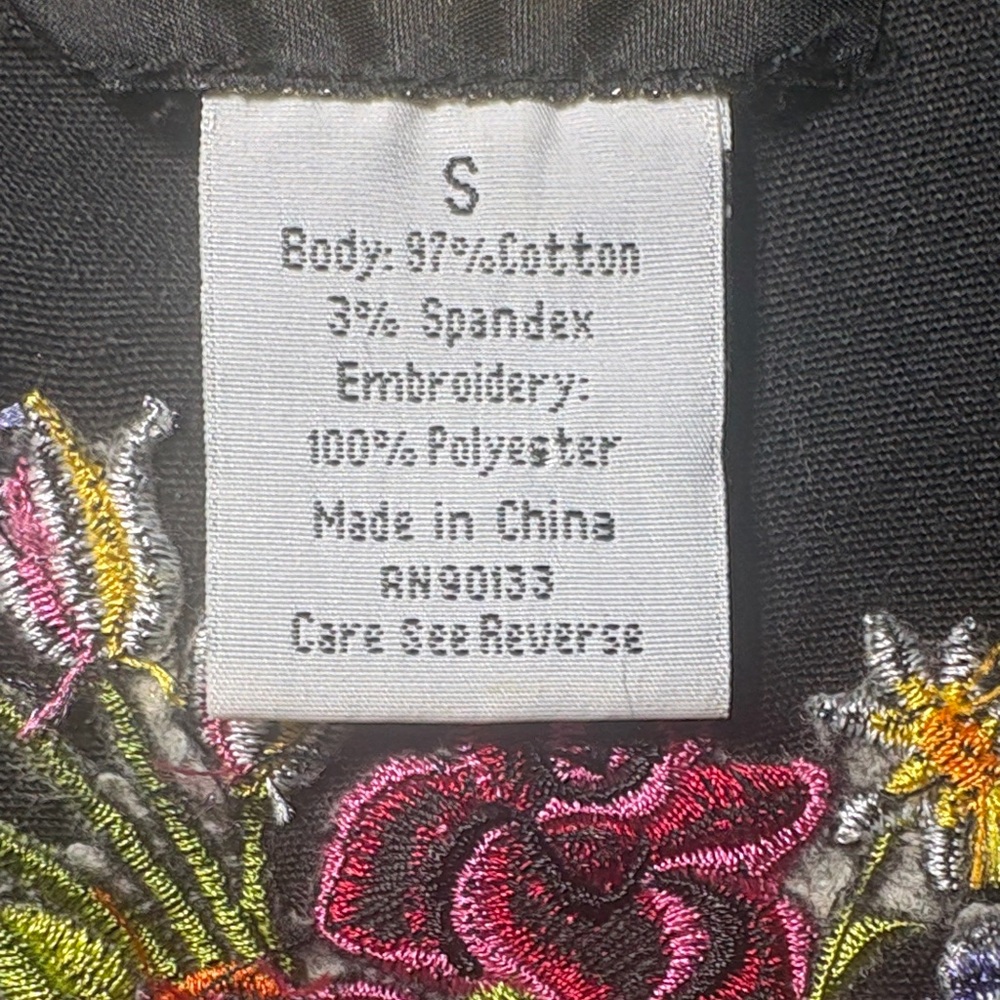 Bob Mackie Wearable Art Black Embroidered Fairy Parade of the Flowers Jacket S - Picture 15 of 16